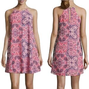 DECREE Women's Pink Paisley Boho Chic Spaghetti Strap Dress ~ LARGE